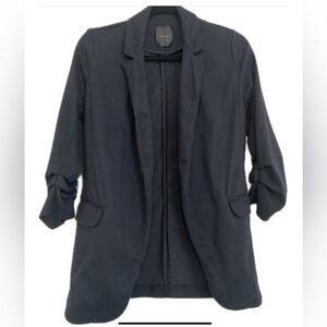 Dynamite, Long Dark Blue Pinstriped Open Blazer.and Pockets.